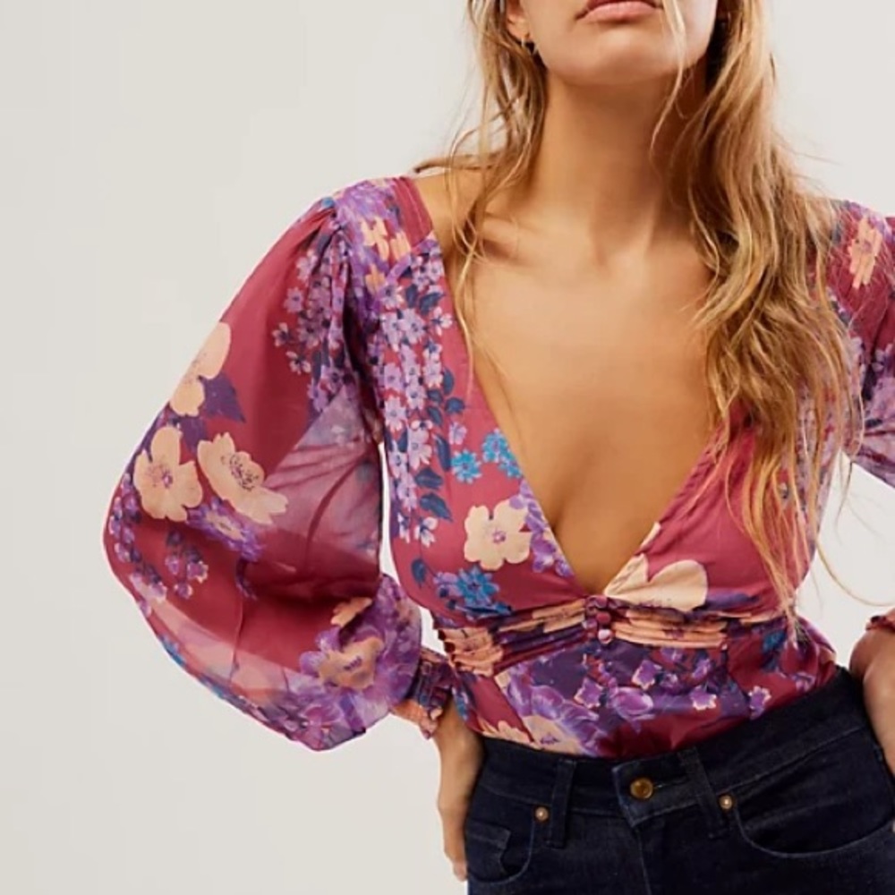 NWT Free People Wanderlust Floral Bodysuit
